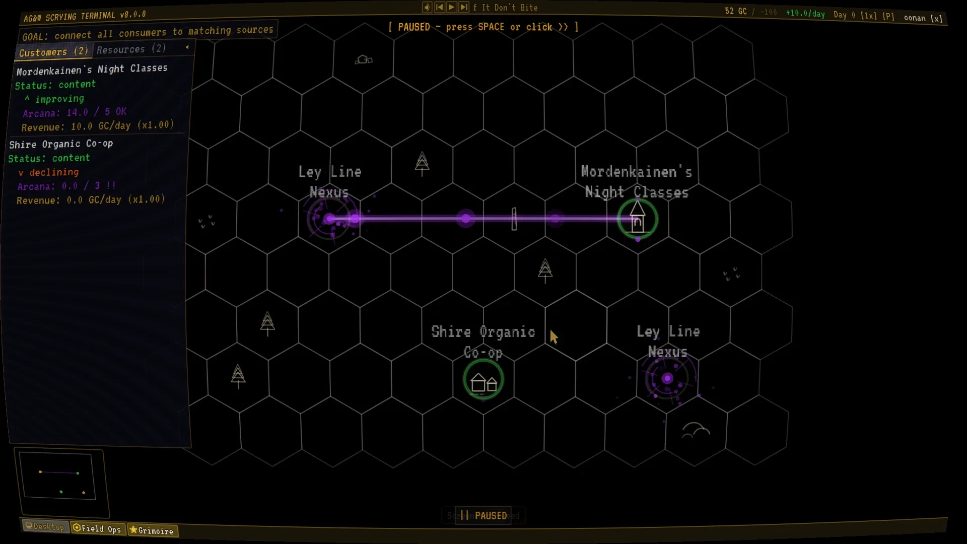 The first operation, one ley line connected