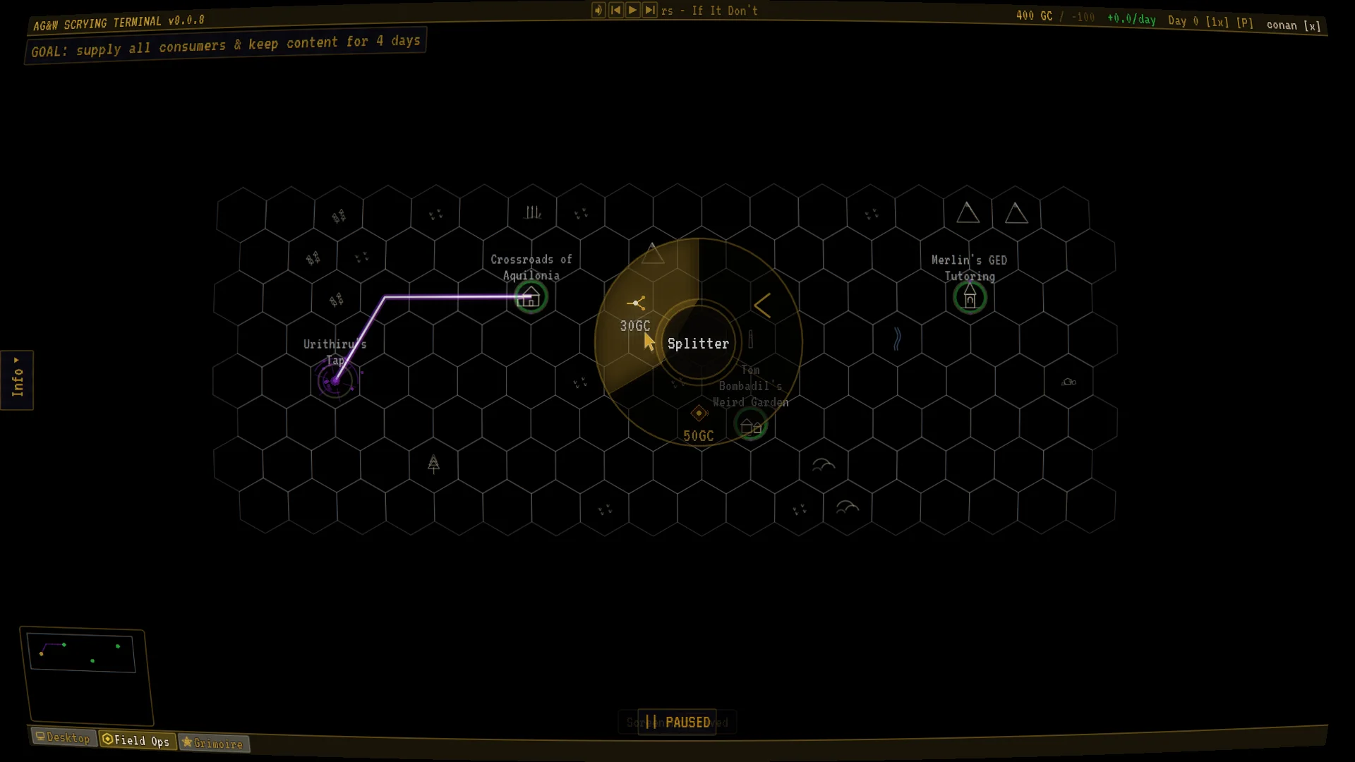 The build menu, choosing a splitter