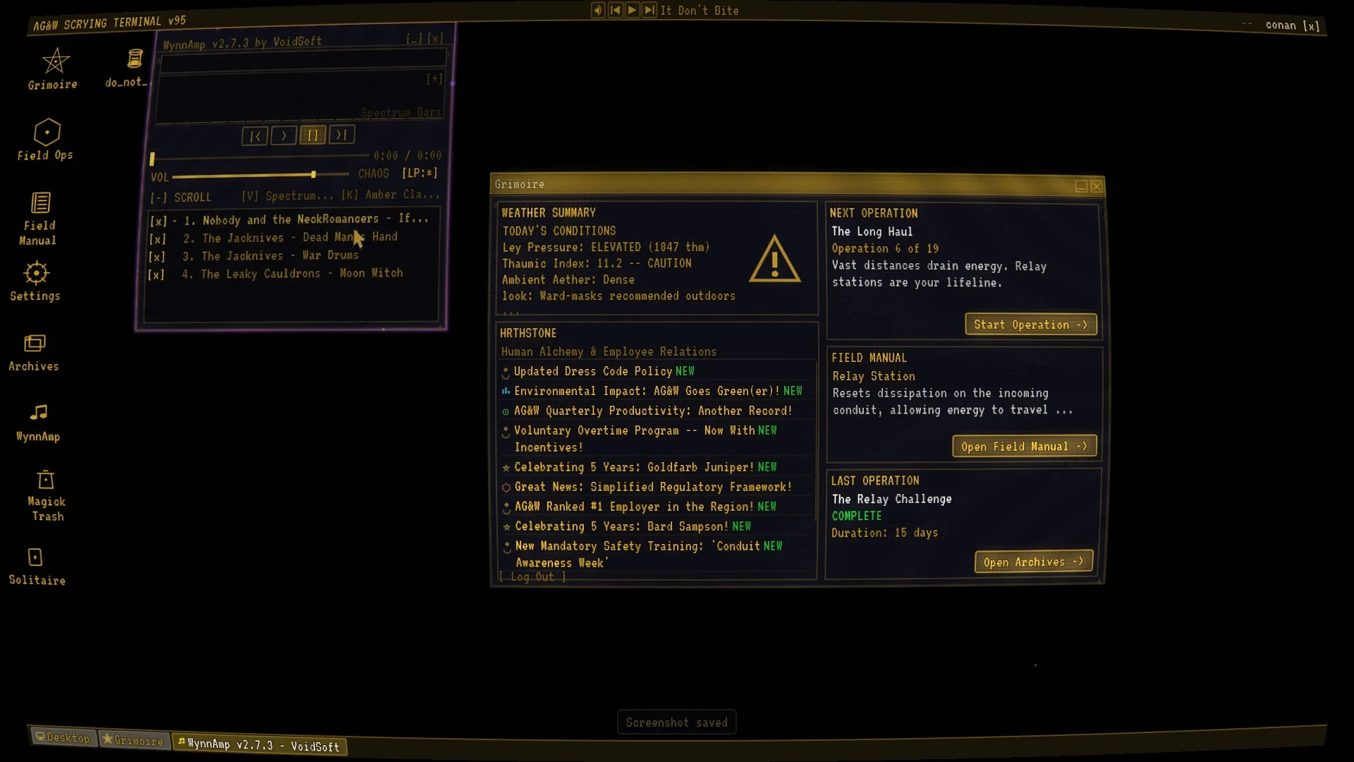 The terminal desktop with WynnAmp open